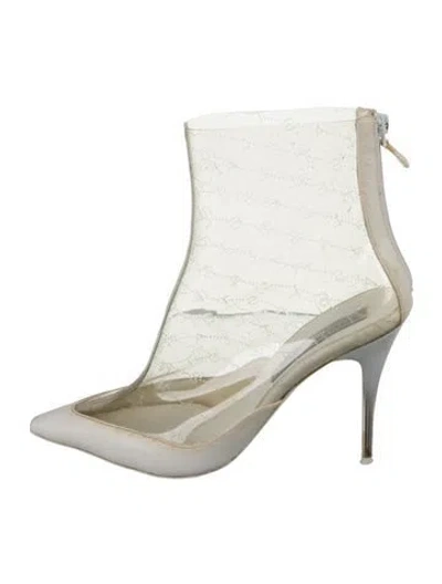 Pre-owned Stella Mccartney Pvc Tweed Pattern Boots In White