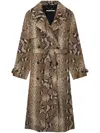 Stella Mccartney Python Print Belted Trench Coat In Neutrals