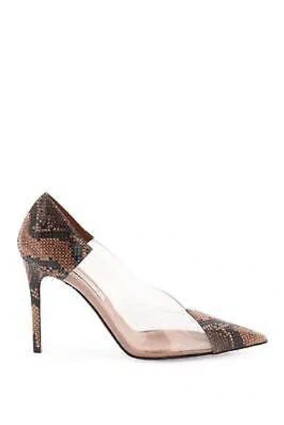 Pre-owned Stella Mccartney Python Print Transparent Pumps In Brown