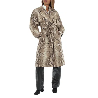 Stella Mccartney Python Print Trench Coat In Brown