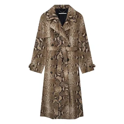 Stella Mccartney Python Print Trench Coat In Brown