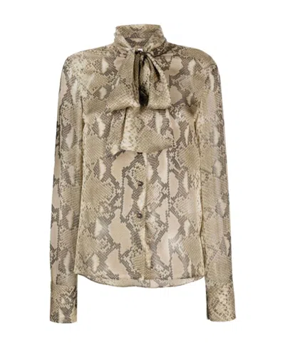 STELLA MCCARTNEY STELLA MCCARTNEY PYTHON PRINTED PUSSYBOW SHIRT