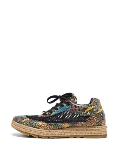 Pre-owned Stella Mccartney Python-effect Mesh Sneakers In Black