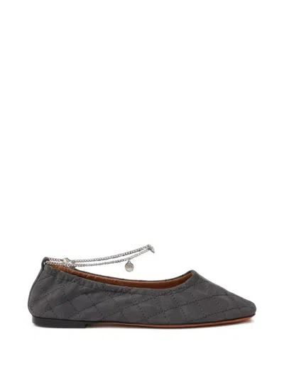 Stella Mccartney Quilted Ankle-chain Ballerina Flats In Gray