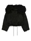 Stella Mccartney Shaggy Knit Quilted Shell Coat In Black