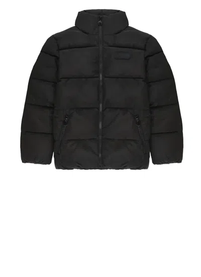 Stella Mccartney Kids' Quilted Padded Jacket With Logo In Black