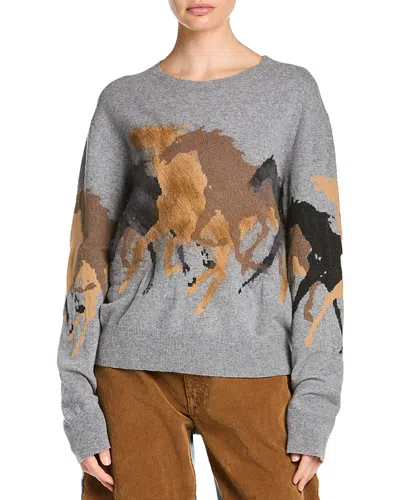 Stella Mccartney Racing Horses Wool Jumper In Gray