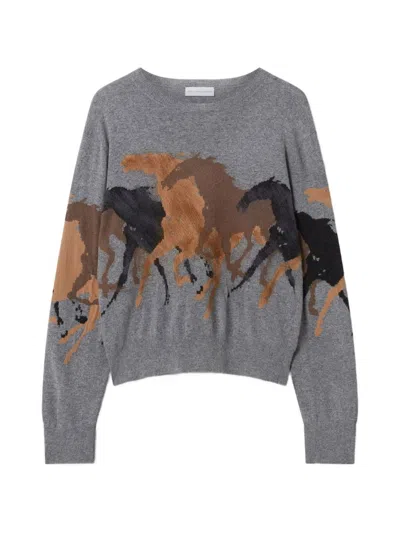 Stella Mccartney Stella Mc Cartney Racing Horses Wool Jumper In Gray