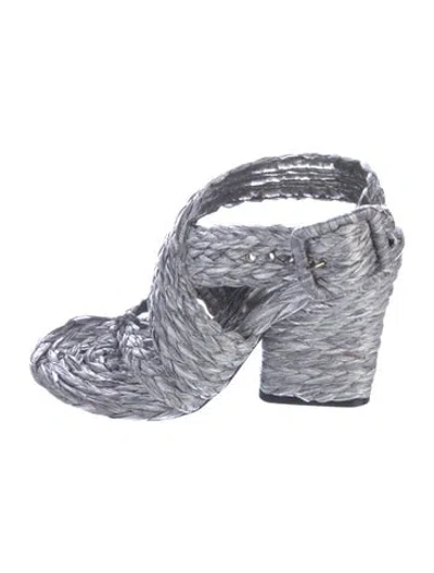 Pre-owned Stella Mccartney Raffia Espadrilles In Gray