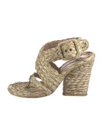 Pre-owned Stella Mccartney Raffia Espadrilles In Neutral