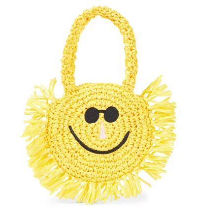 Stella Mccartney Kids' Raffia Shoulder Bag In Yellow
