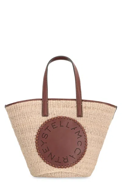 Stella Mccartney Raffia Tote Bag In Ecru