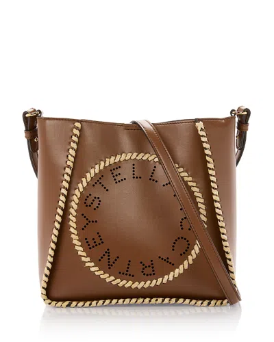 Stella Mccartney Raffia Trim Crossbody Bag In Brown