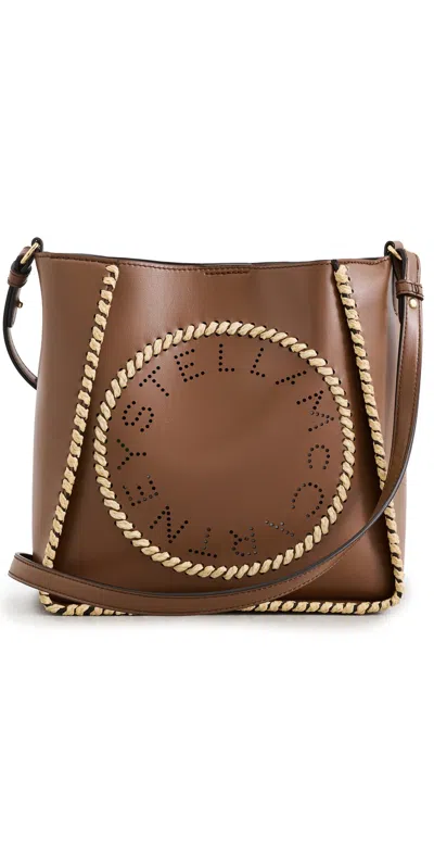 Stella Mccartney Raffia Trim Crossbody Bag Tan In Brown