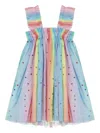 Stella Mccartney Rainbow Pleated Tulle Dress In Blue
