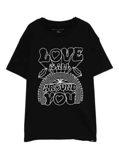 Stella Mccartney Kids' Rainbow-graphic T-shirt In Black