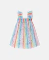 Stella Mccartney Rainbow Pleated Tulle Dress In Multicolour