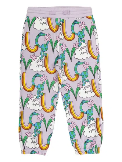 Stella Mccartney Kids' Rainbow-print Drawstring Trousers In Purple