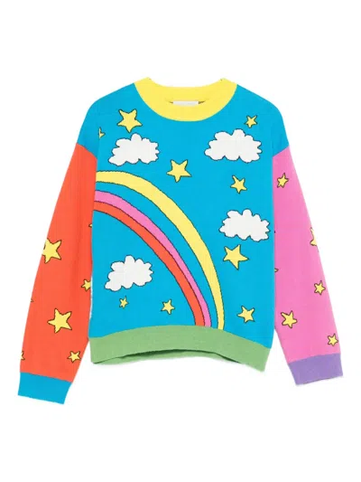 Stella Mccartney Kids' Rainbow-print Sweater In Blue
