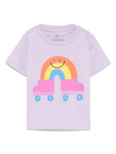 Stella Mccartney Babies' Rainbow-print T-shirt In Purple
