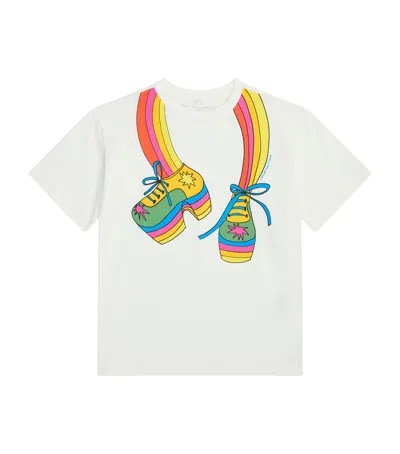 Stella Mccartney Kids' Rainbow Shoe-print T-shirt In White