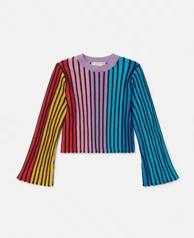 Stella Mccartney Rainbow Striped Flared Top In Multicolor