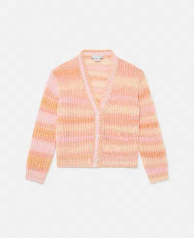 Stella Mccartney Rainbow Striped Knitted Cardigan In Peach Pink