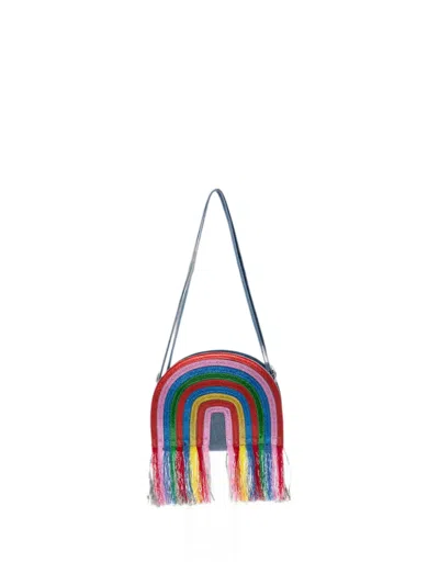 Stella Mccartney Rainbow-motif Fringed Shoulder Bag In Multi