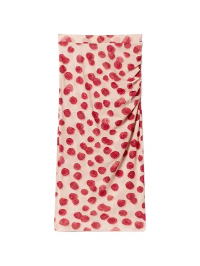 Stella Mccartney Raspberry-print Ruched Skirt In Pink