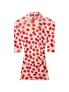 Stella Mccartney Gathered Printed Mesh T-shirt In Pink