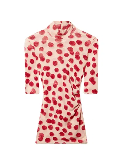 STELLA MCCARTNEY RASPBERRY-PRINT RUCHED TOP