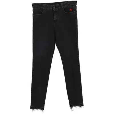 Stella Mccartney Raw Hem Jeans In Black Cotton Denim