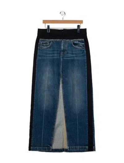 Pre-owned Stella Mccartney Raw-edge Trim Long Skirt In Blue