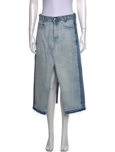 Pre-owned Stella Mccartney Raw-edge Trim Midi Length Skirt In Blue