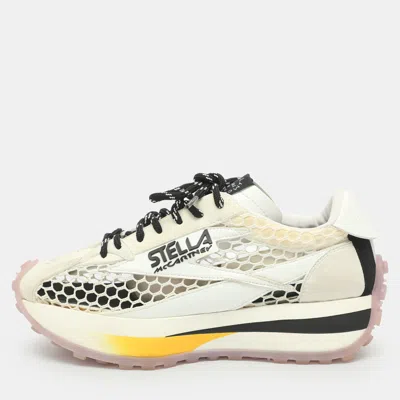 Pre-owned Stella Mccartney Reclypse Size 38 White Faux Leather And Mesh Low Top Sneakers