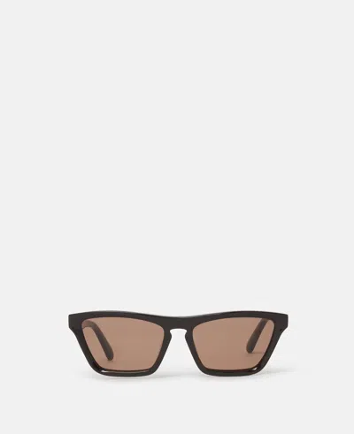 Stella Mccartney Rectangular Cat-eye Sunglasses In Translucent Dark Chocolate And Gold