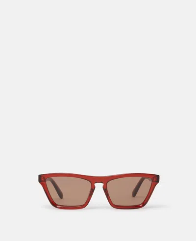 Stella Mccartney Rectangular Cat-eye Sunglasses In Translucent Ginger And Gold