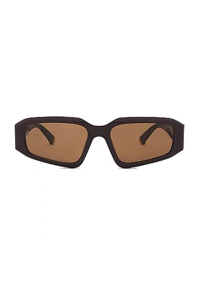 Stella Mccartney Rectangular Sunglasses In Shiny Dark Brown & Brown
