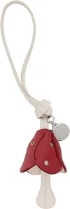 Stella Mccartney Red & Off-white Mushroom Charm Keychain In Metallic
