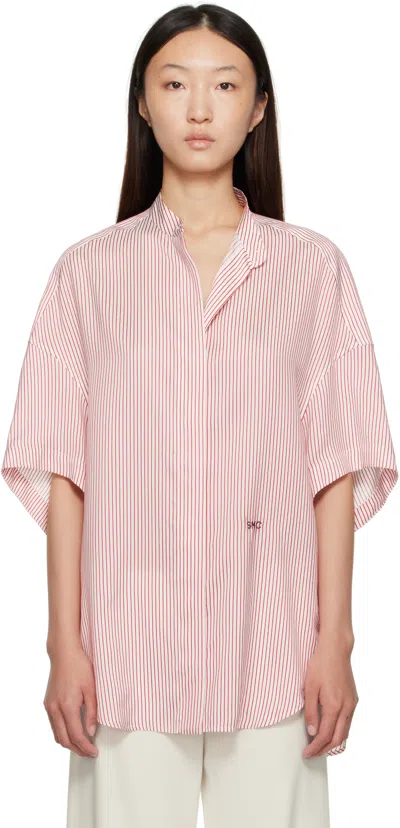 Stella Mccartney Red & White Striped Short Sleeve Shirt