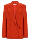 Stella Mccartney Double-breasted Wool Flannel Blazer With Peak Lapels In Red
