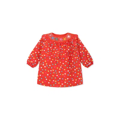 Stella Mccartney Red Dress For Baby Girl With Hearts