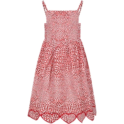Stella Mccartney Kids' Red Dress For Girl With Hearts In High Summer Hearts