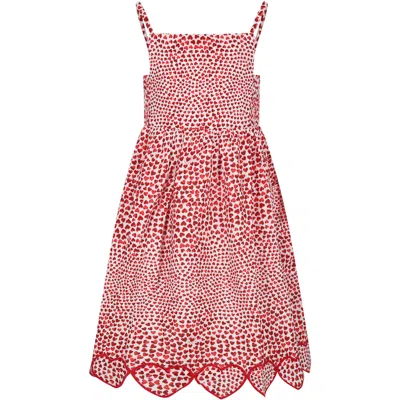 Stella Mccartney Kids' Red Dress For Girl With Hearts In Pink