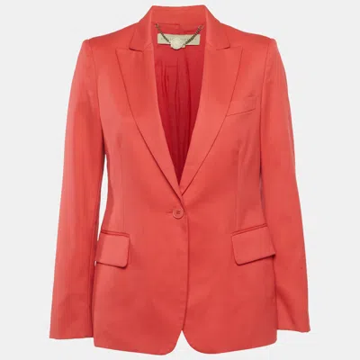 Pre-owned Stella Mccartney Red Gabardine Tailored Blazer M In Pink