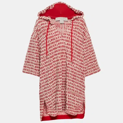 Pre-owned Stella Mccartney Red I Love You Print Cotton Terry Poncho Xl