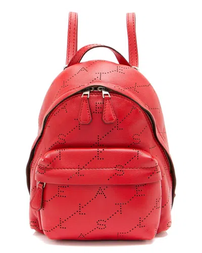 Stella Mccartney Red Perforated Faux Leather Perforated Logo Mini Backpack  (authentic Pre-loved)
