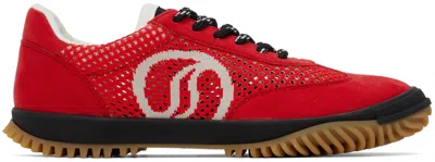Stella Mccartney Red S-wave Sport Mesh Paneled Sneakers In 6047 Red/ecru
