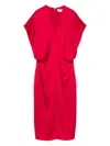 Stella Mccartney Draped Sleeves V-neck Midi Dress In Red