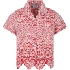 Stella Mccartney Red Shirt For Girl With Hearts Print In Red